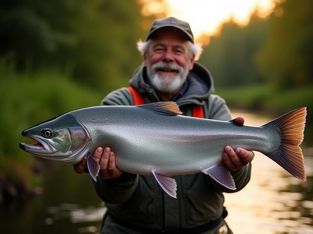 Stig med en 15kg lax från Torne älv