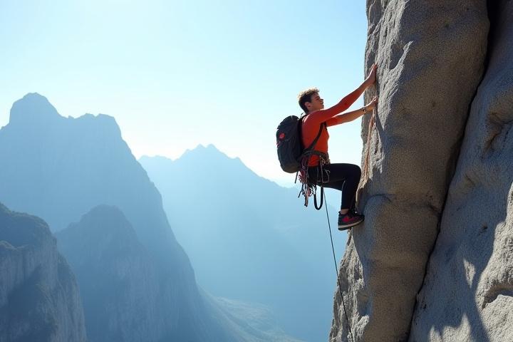 Personer som bergsklättrar upför en klippvägg